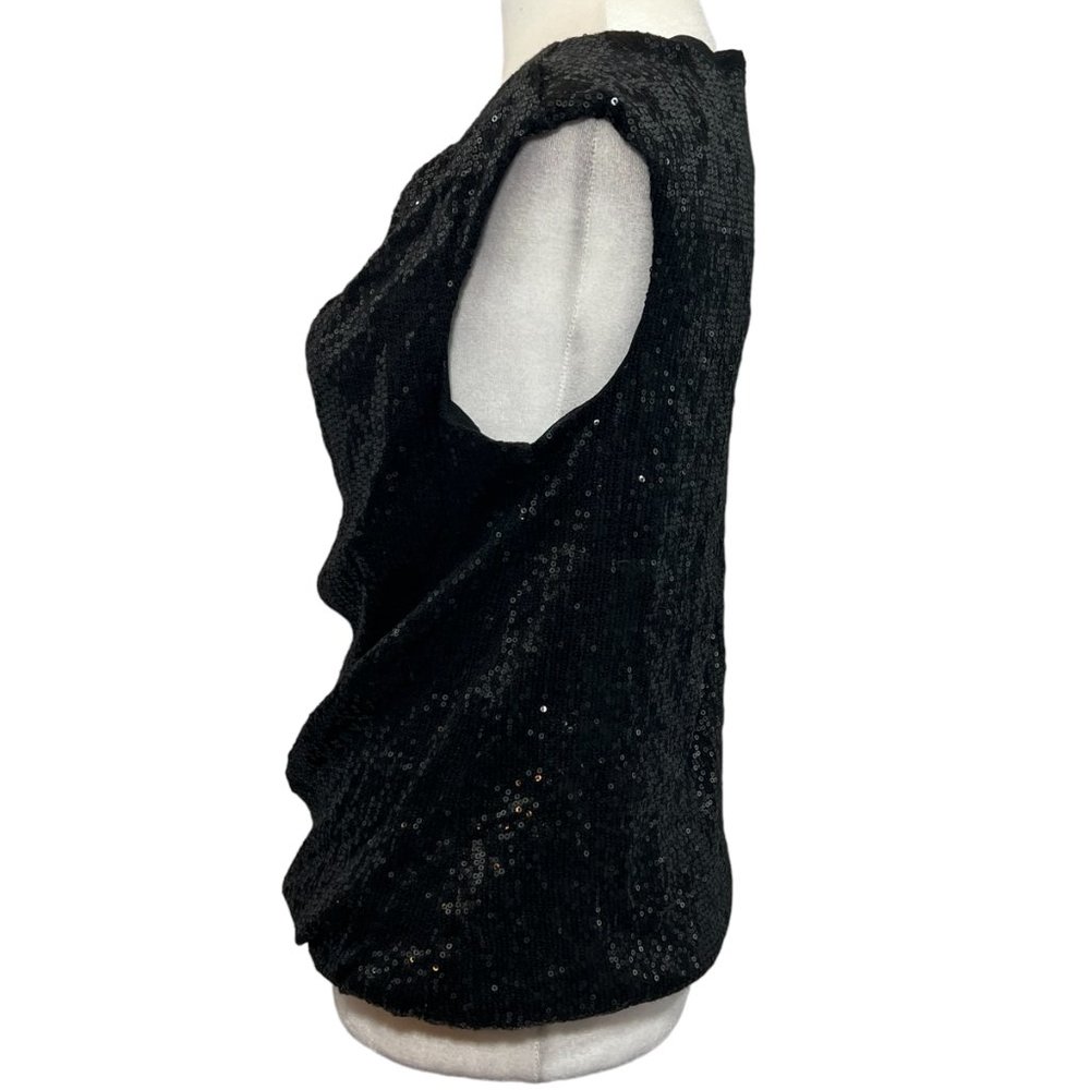 M.S.S.P. Max Studio Specialty Products Black Cap Sleeve Sequin Stretch T… - Picture 4 of 9